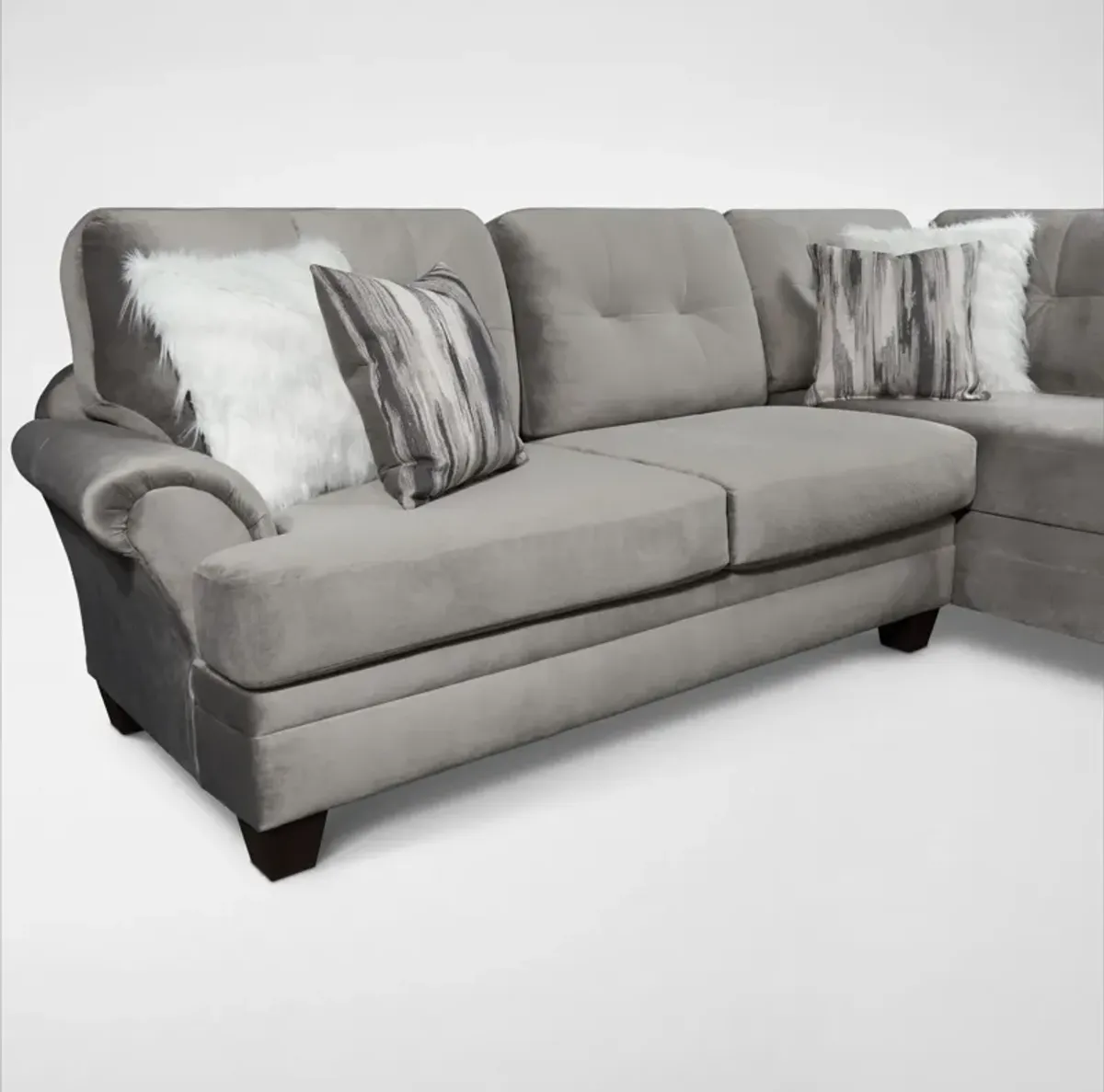 Cordelle 3-Piece Sectional with Right-Facing Chaise - Gray