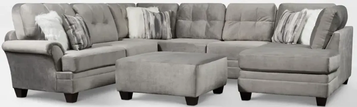 Cordelle 3-Piece Sectional with Right-Facing Chaise and Ottoman - Gray