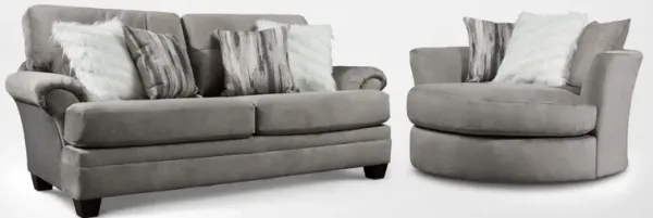 Cordelle Sofa and Swivel Chair Set - Gray