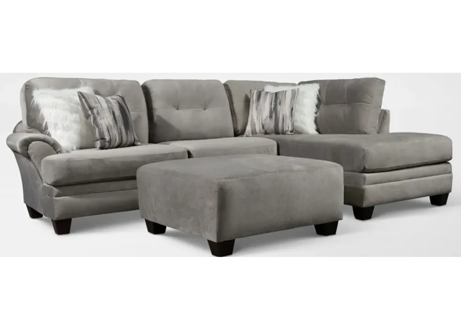 Cordelle 2-Piece Sectional with Right-Facing Chaise and Ottoman  - Gray