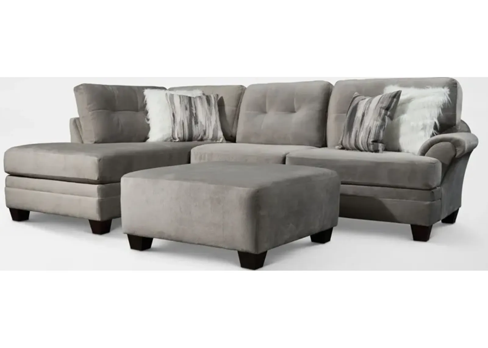 Cordelle 2-Piece Sectional with Left-Facing Chaise and Ottoman  - Gray