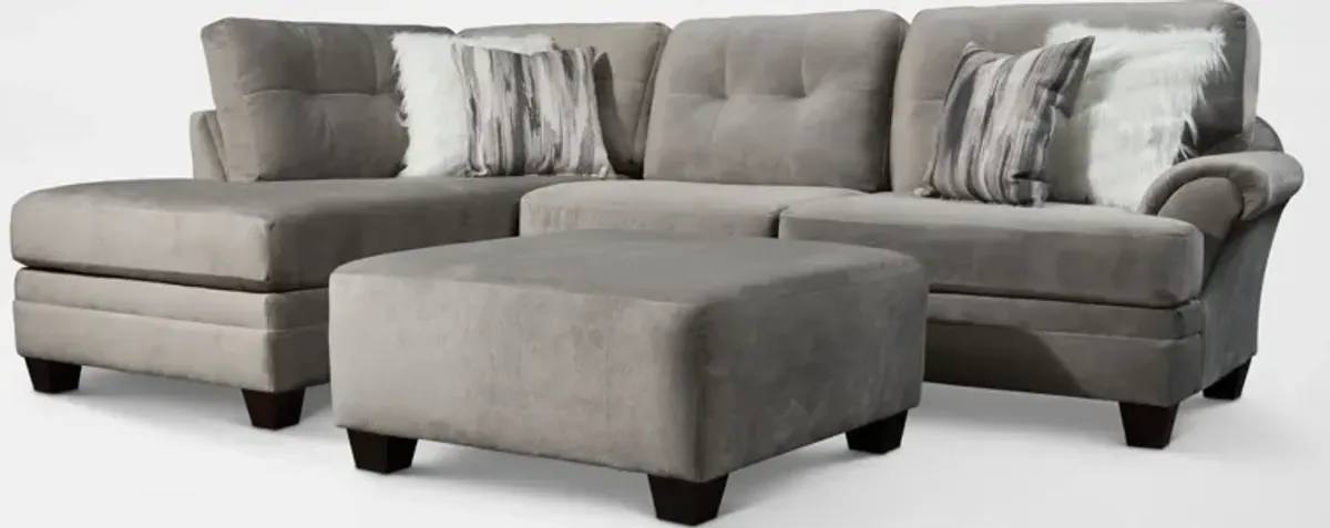 Cordelle 2-Piece Sectional with Left-Facing Chaise and Ottoman  - Gray