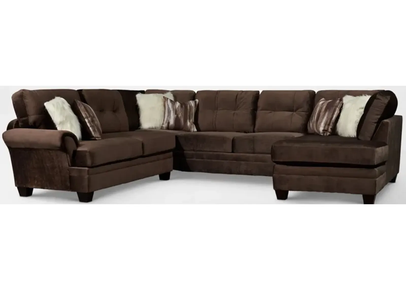 Cordelle 3-Piece Sectional with Right-Facing Chaise - Chocolate