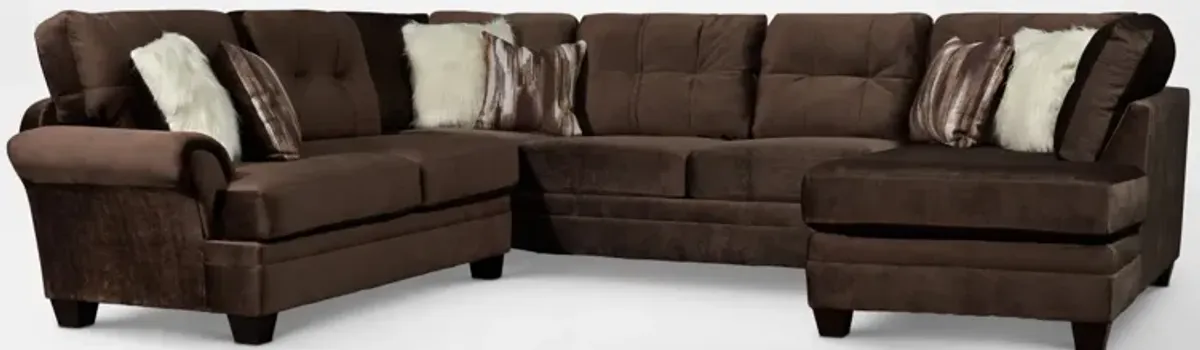 Cordelle 3-Piece Sectional with Right-Facing Chaise - Chocolate