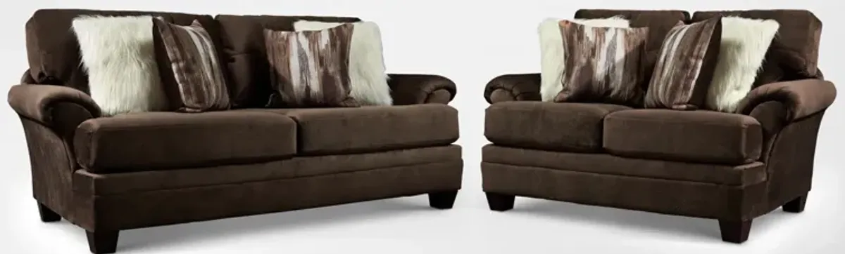 Cordelle Sofa and Loveseat Set - Chocolate