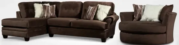 Cordelle 2-Piece Sectional with Left-Facing Chaise and Swivel Chair Set - Chocolate