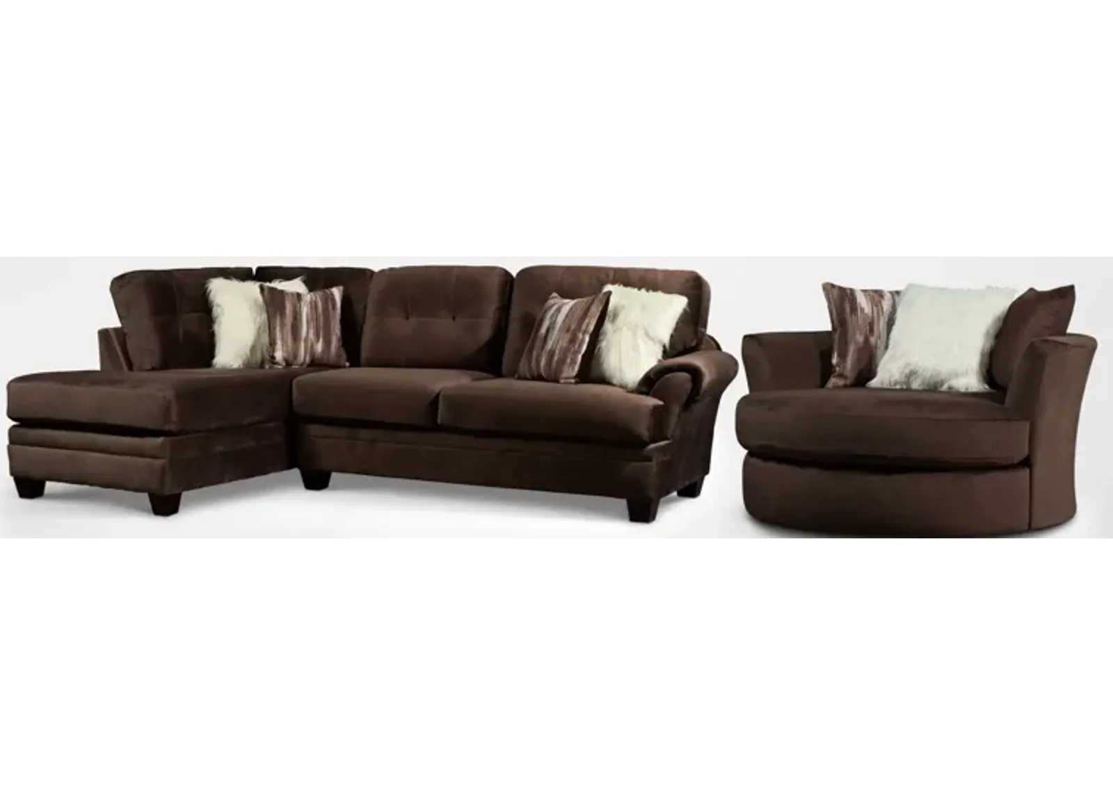 Cordelle 2-Piece Sectional with Left-Facing Chaise and Swivel Chair Set - Chocolate