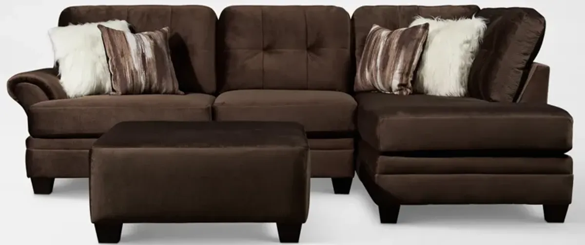 Cordelle 2-Piece Sectional with Right-Facing Chaise and Ottoman - Chocolate