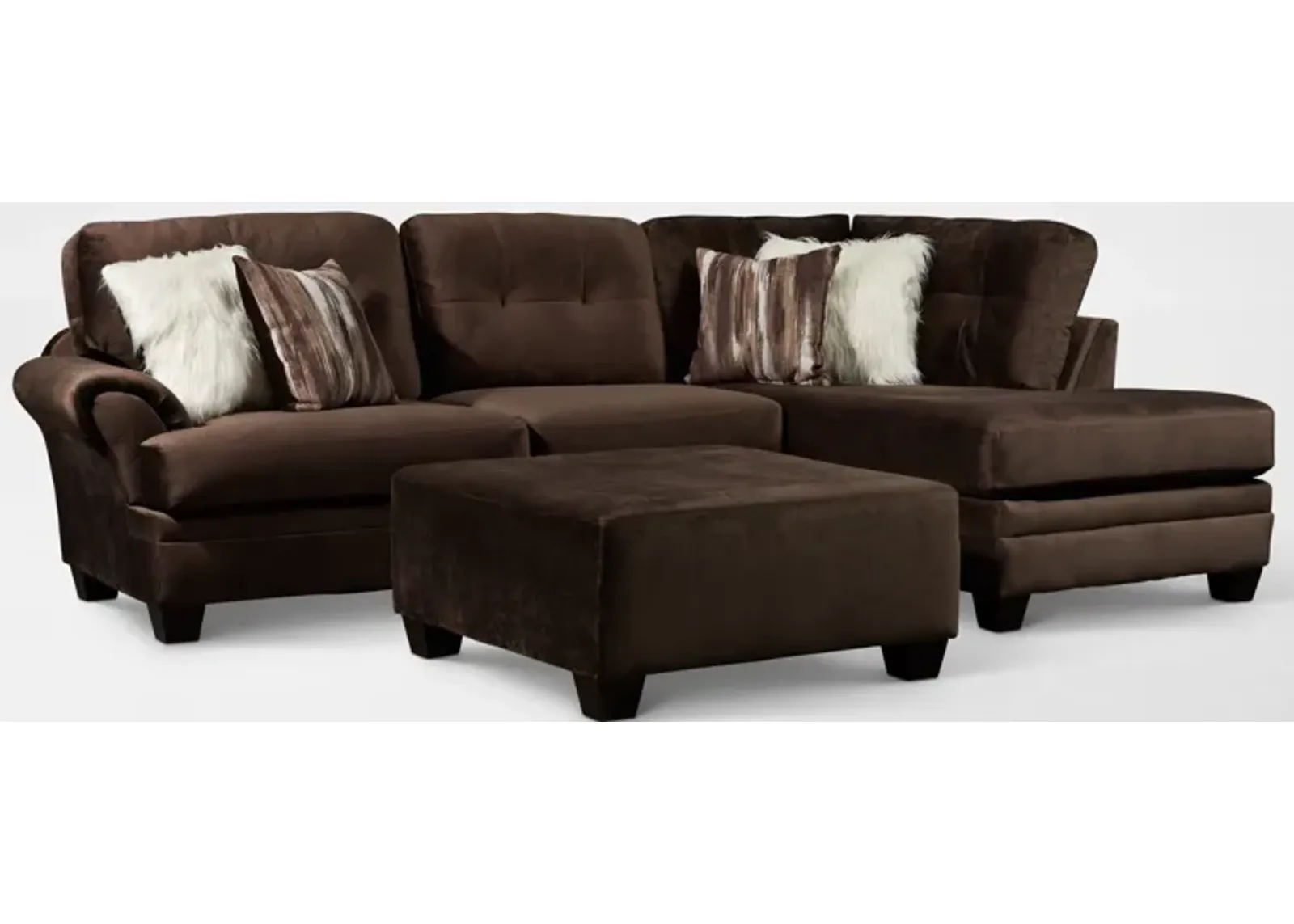 Cordelle 2-Piece Sectional with Right-Facing Chaise and Ottoman - Chocolate