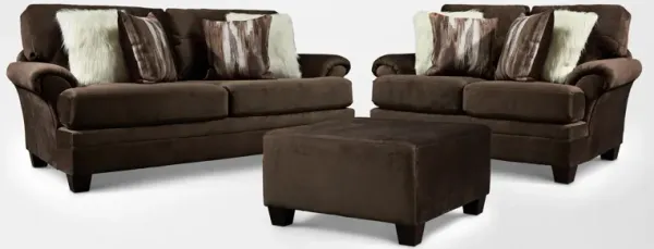 Cordelle Sofa, Loveseat and Ottoman - Chocolate