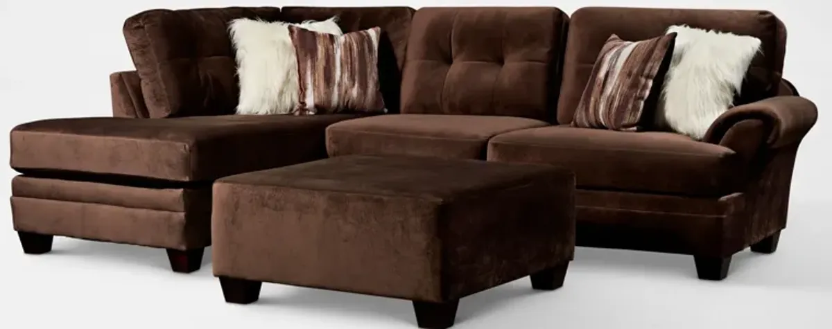 Cordelle 2-Piece Sectional with Left-Facing Chaise and Ottoman - Chocolate