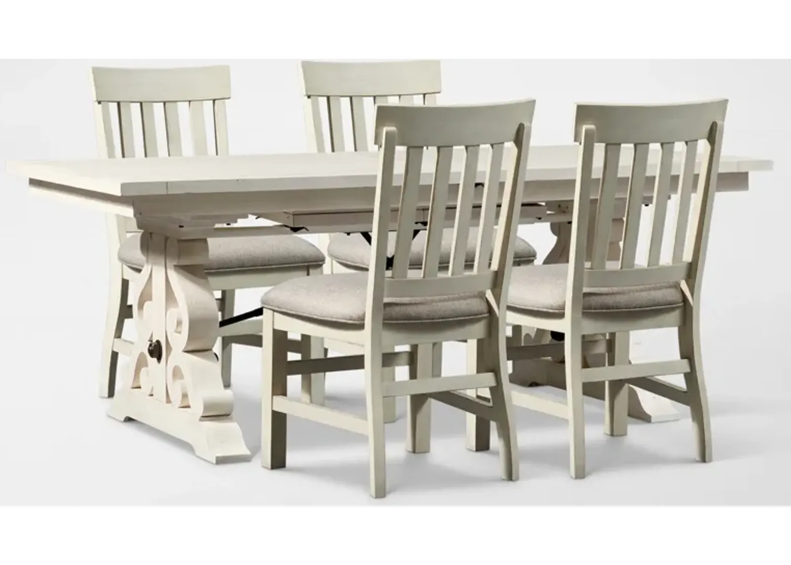 Charthouse Rectangular Extendable Dining Table and 4 Dining Chairs - Alabaster