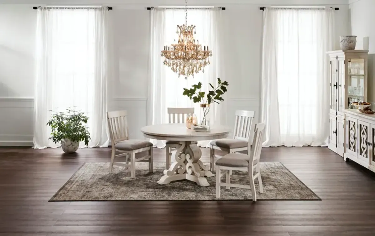 Charthouse Round Dining Table and 4 Dining Chairs - Alabaster