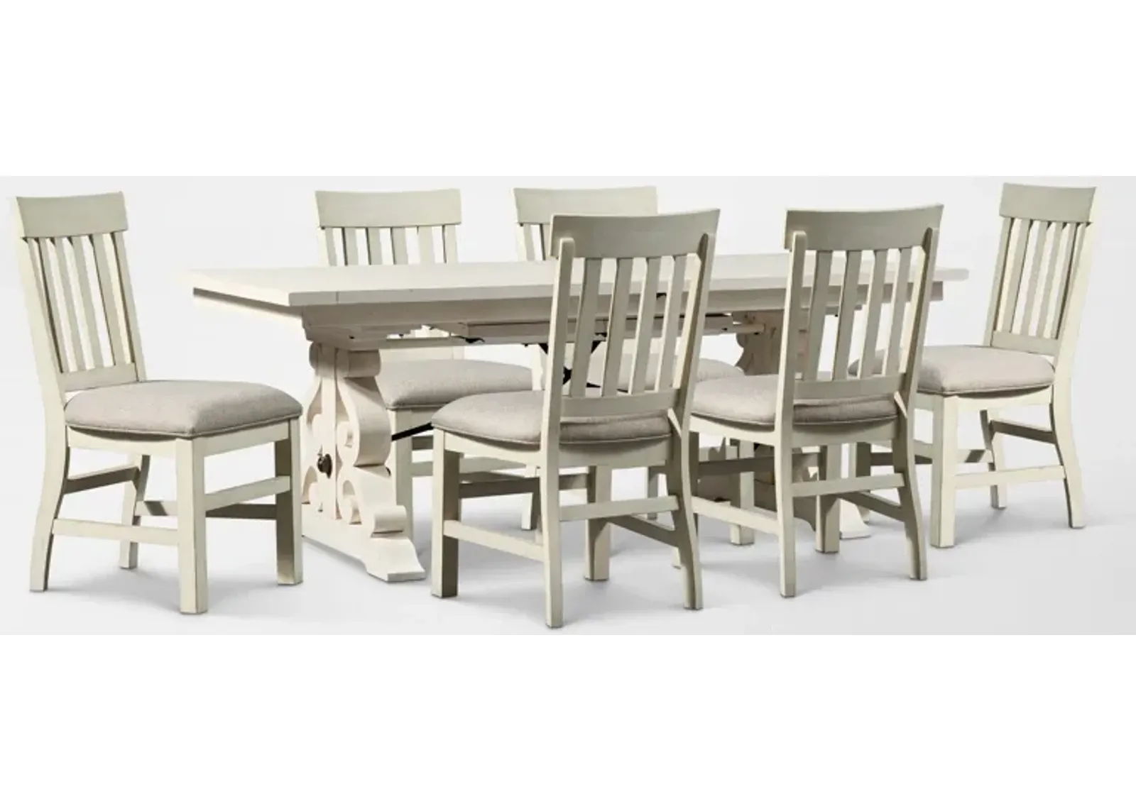 Charthouse Rectangular Extendable Dining Table and 6 Dining Chairs - Alabaster