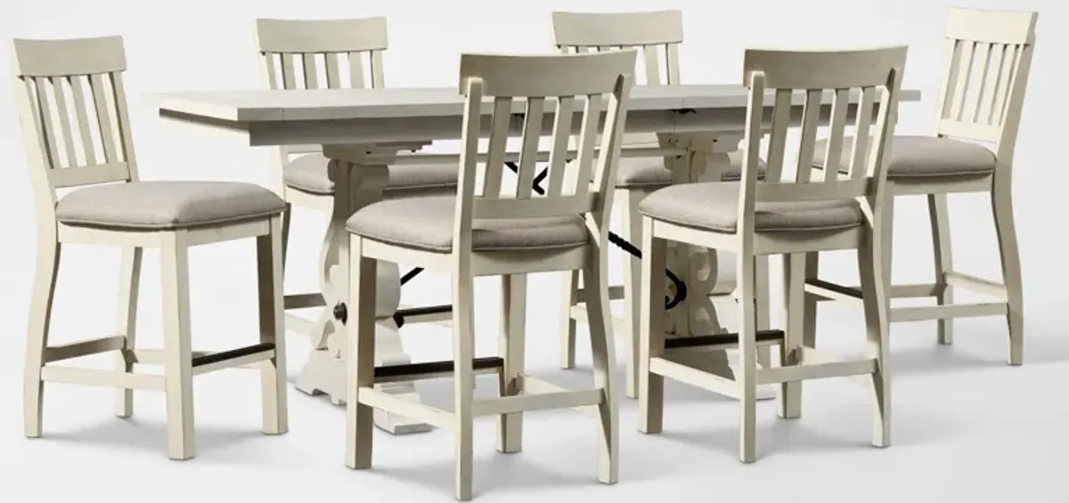 Charthouse Counter-Height Dining Table and 6 Stools - Alabaster