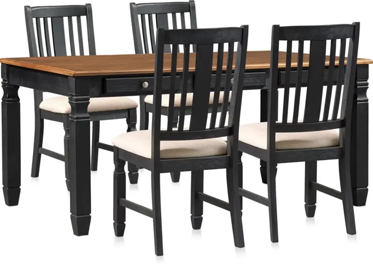 Glendale Dining Table and 4 Chairs - Black