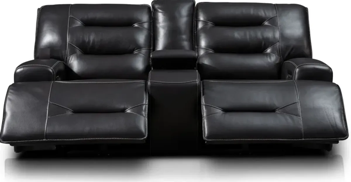 Preston Dual-Power Reclining Loveseat - Black