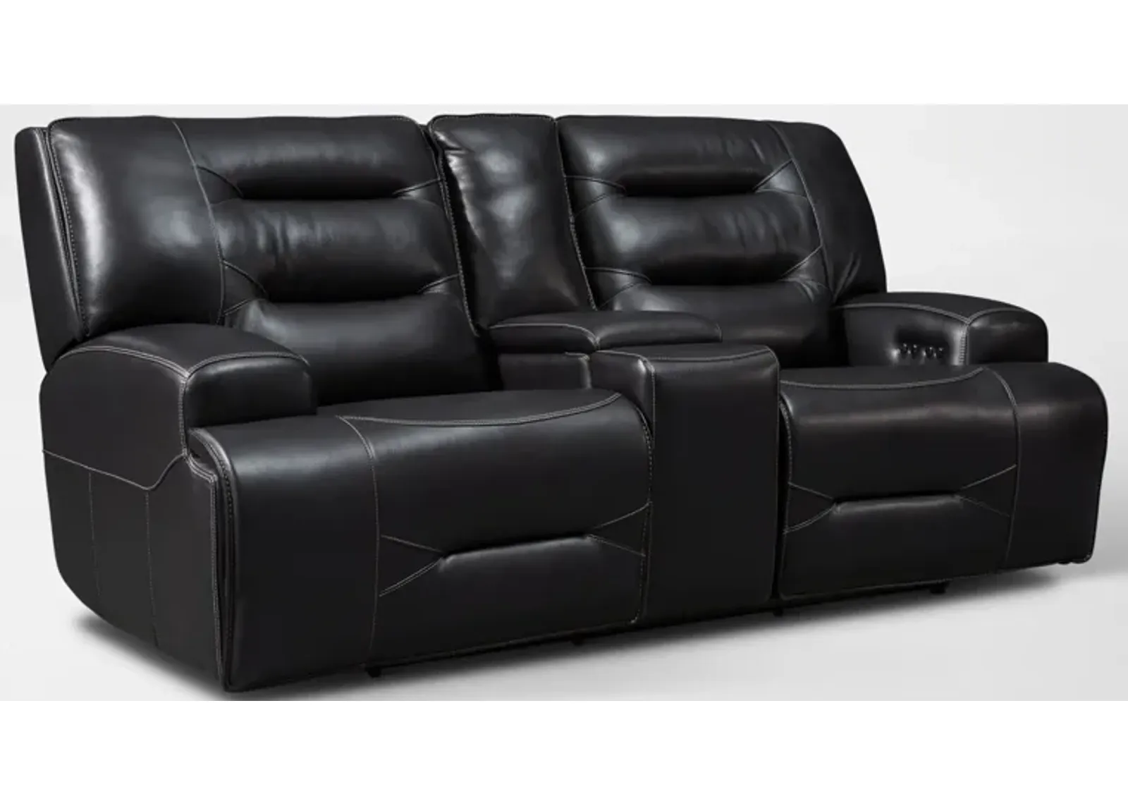 Preston Dual-Power Reclining Loveseat - Black