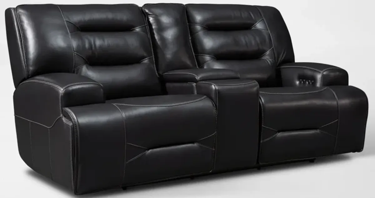 Preston Dual-Power Reclining Loveseat - Black