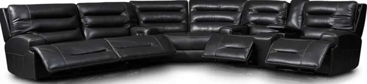 Preston 3-Piece Dual-Power Reclining Sectional with 4 Reclining Seats - Black