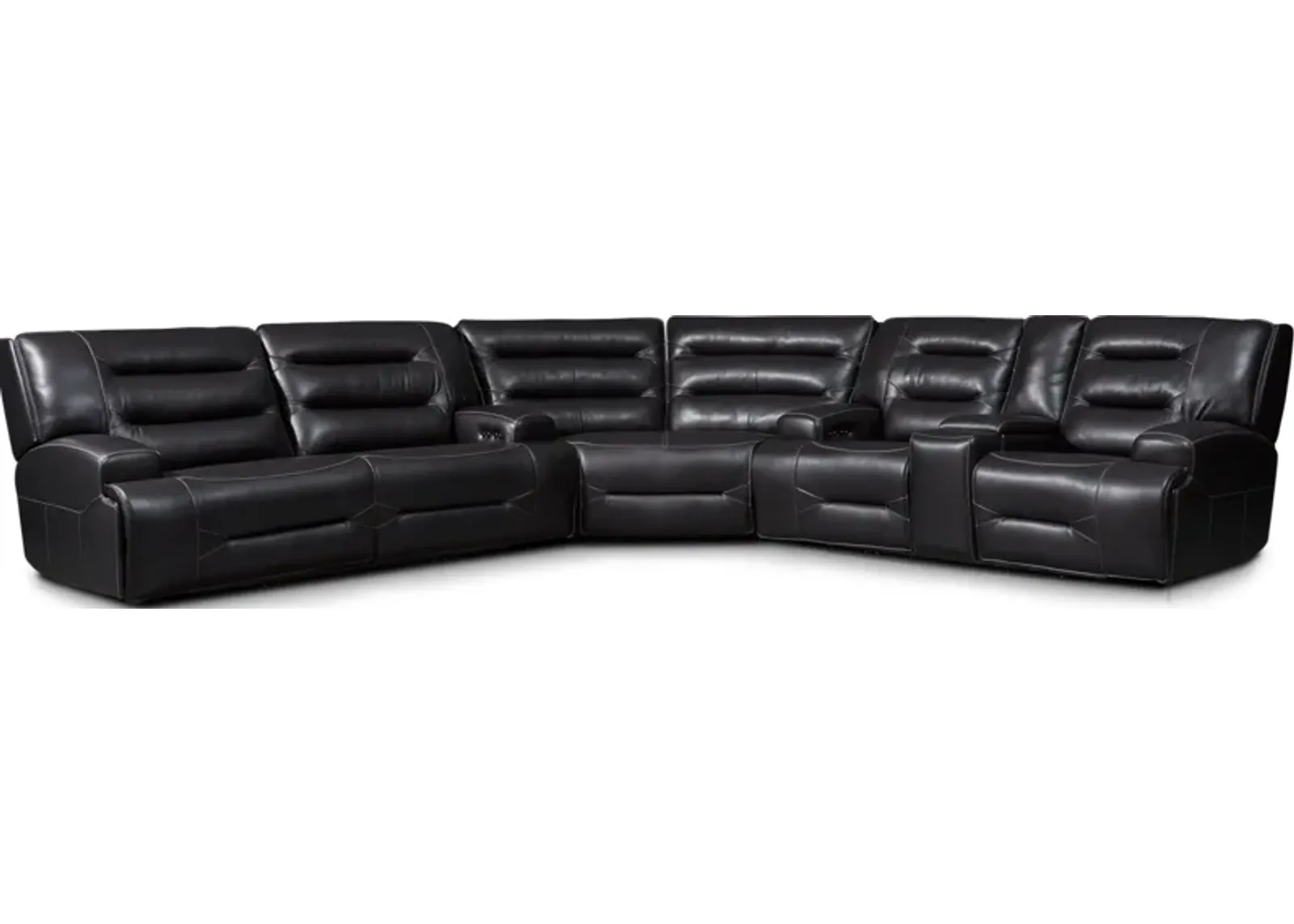 Preston 3-Piece Dual-Power Reclining Sectional with 4 Reclining Seats - Black