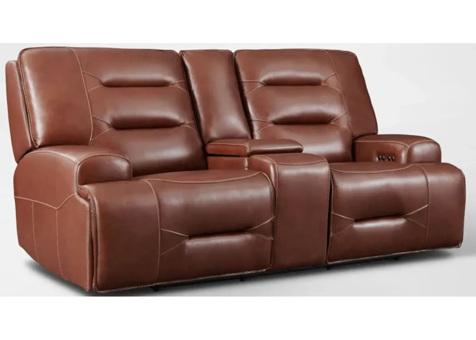 Preston Dual-Power Reclining Loveseat - Caramel