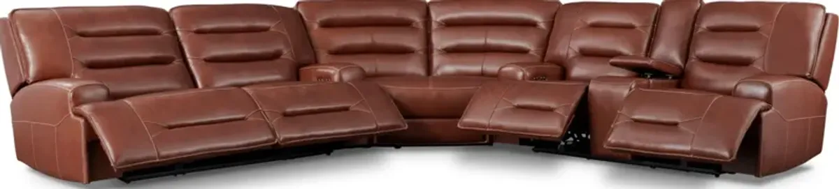 Preston 3-Piece Dual-Power Reclining Sectional with 4 Reclining Seats - Caramel