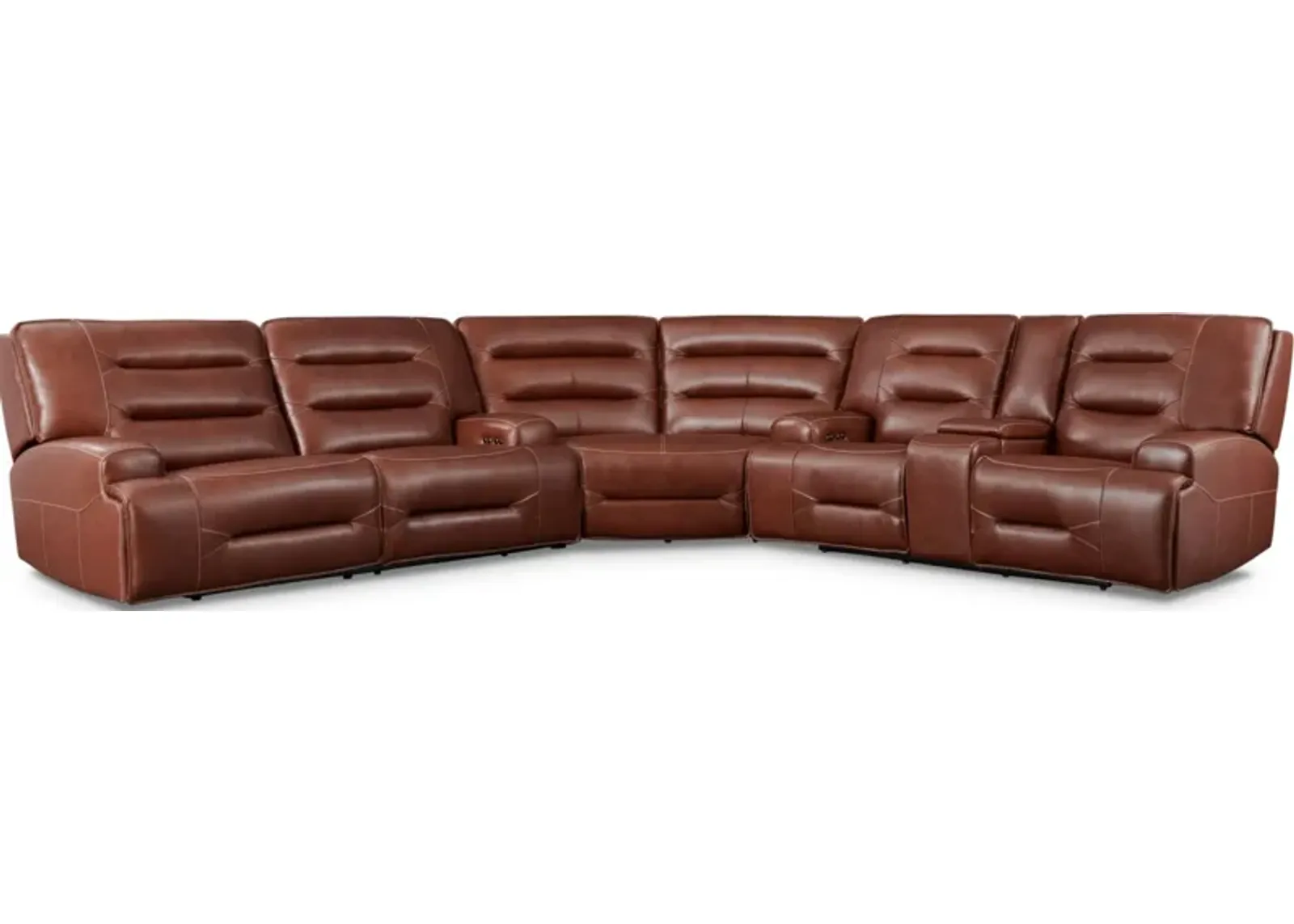 Preston 3-Piece Dual-Power Reclining Sectional with 4 Reclining Seats - Caramel