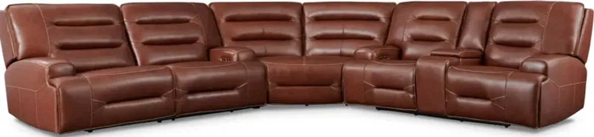 Preston 3-Piece Dual-Power Reclining Sectional with 4 Reclining Seats - Caramel