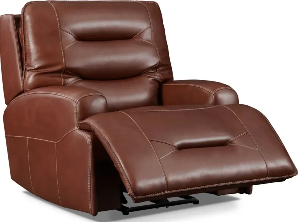 Preston Dual-Power Reclining Sofa, Loveseat and Recliner - Caramel