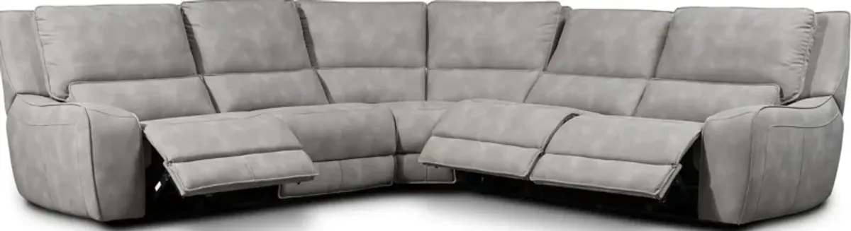 Holden 5-Piece Dual-Power Reclining Sectional with 3 Reclining Seats - Stone