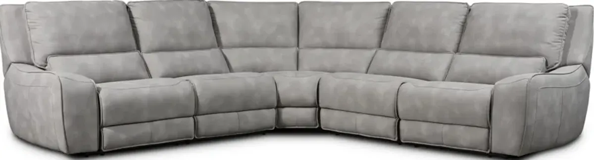 Holden 5-Piece Dual-Power Reclining Sectional with 3 Reclining Seats - Stone