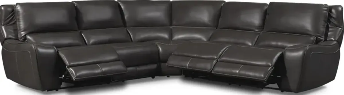 Holden 5-Piece Dual-Power Reclining Sectional with 3 Reclining Seats - Gray