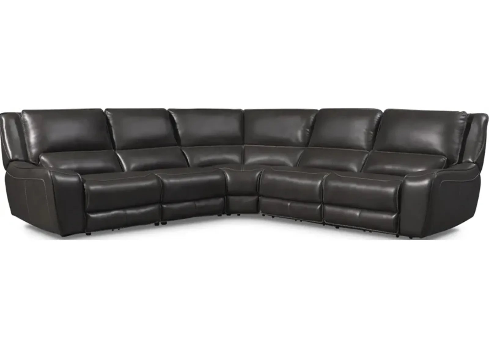 Holden 5-Piece Dual-Power Reclining Sectional with 3 Reclining Seats - Gray