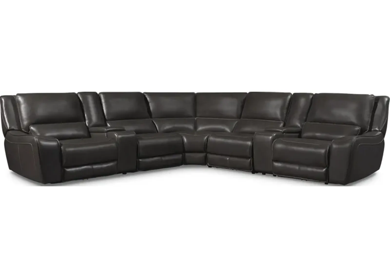 Holden 7-Piece Dual-Power Reclining Sectional with 3 Reclining Seats - Gray