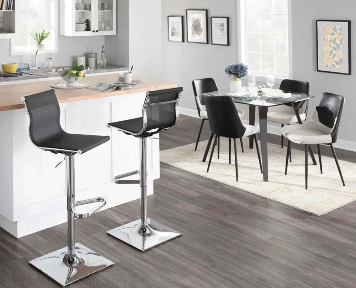 Bergen Adjustable Swivel Bar Stool - Silver/Black