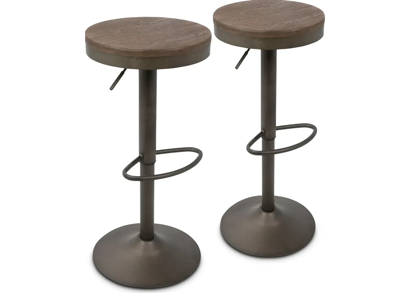 Noa Set of 2 Adjustable Swivel Bar Stools - Antique Black