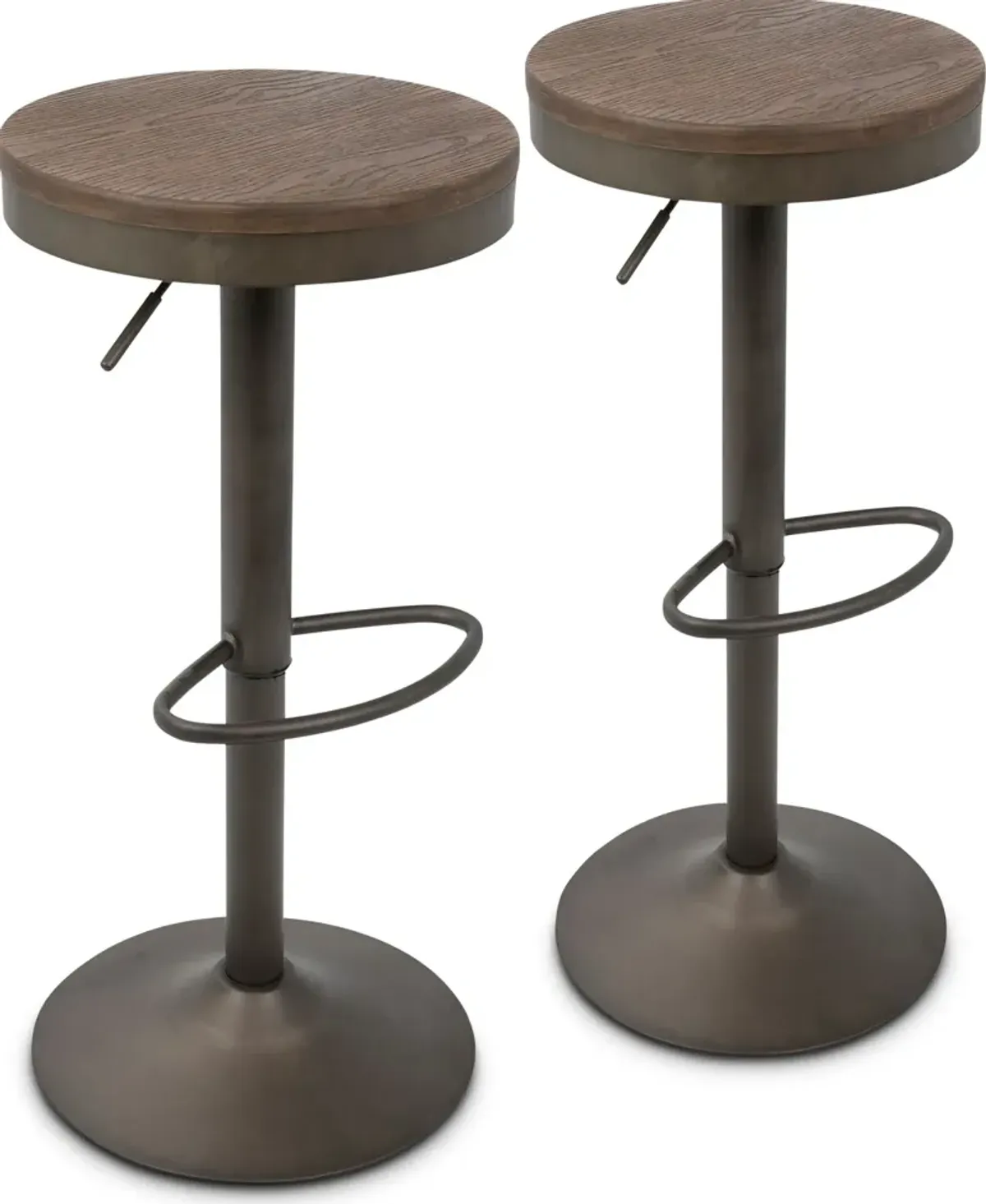 Noa Set of 2 Adjustable Swivel Bar Stools - Antique Black