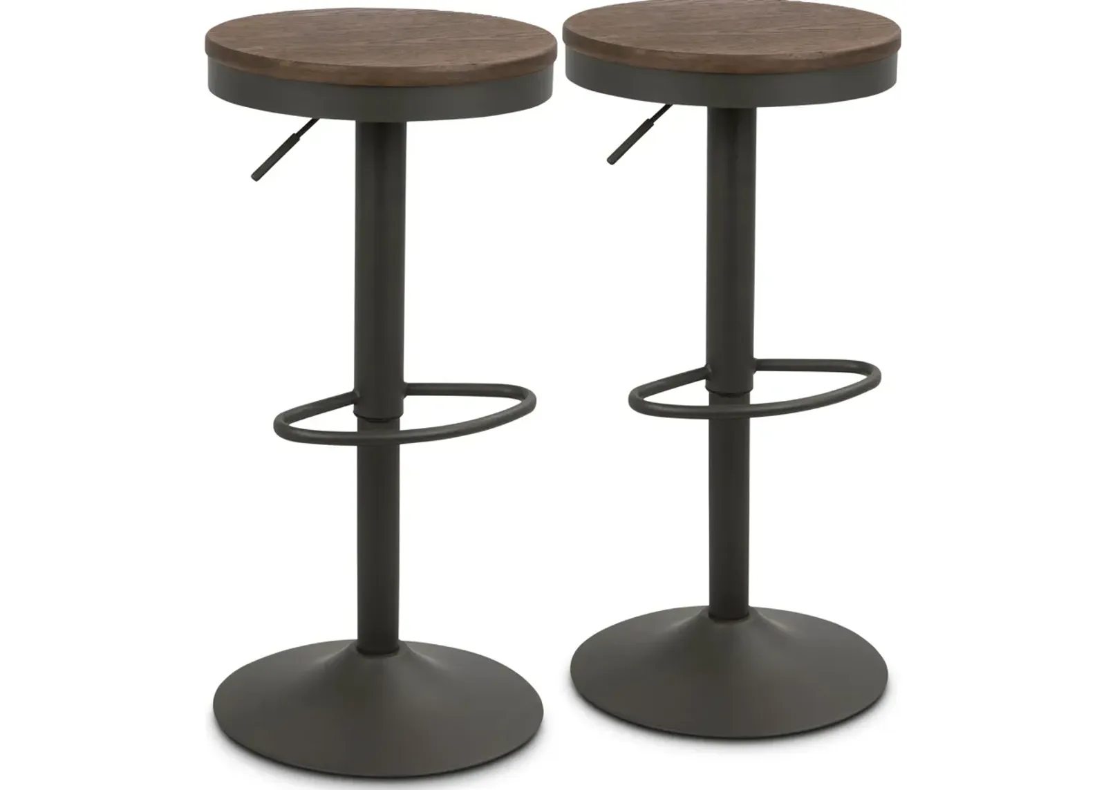 Noa Set of 2 Adjustable Swivel Bar Stools - Gray