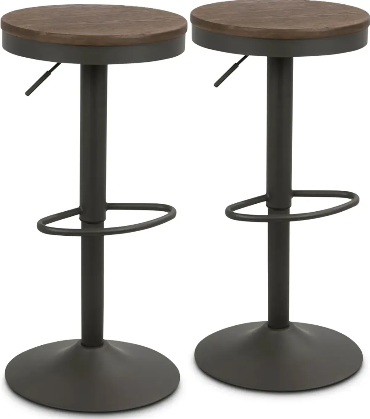 Noa Set of 2 Adjustable Swivel Bar Stools - Gray