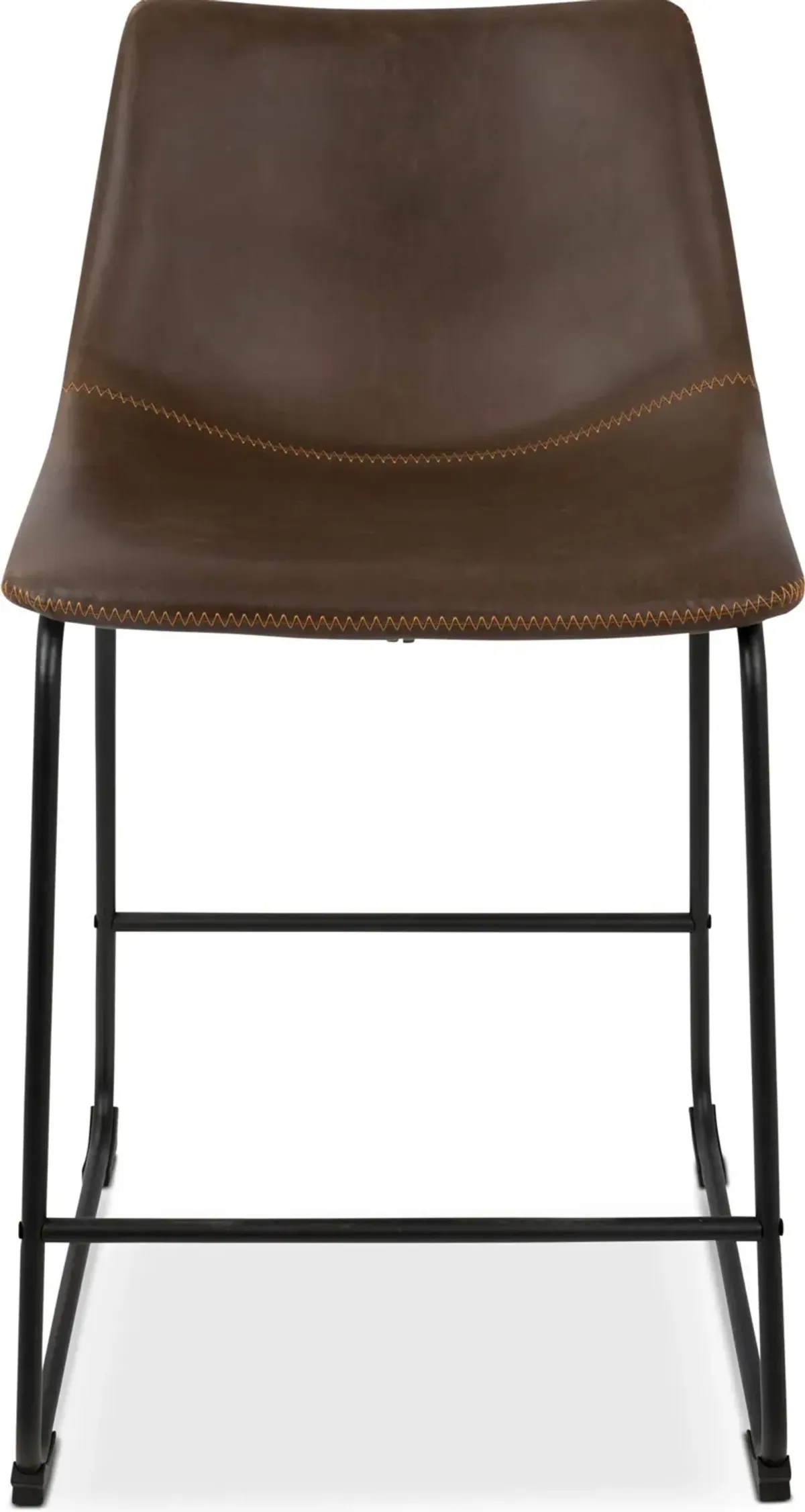 Eli Set of 2 Counter-Height Stools - Brown Vegan Leather