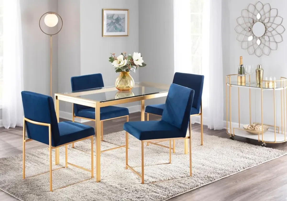 Reine Set of 2 Velvet Dining Chairs - Gold/Blue