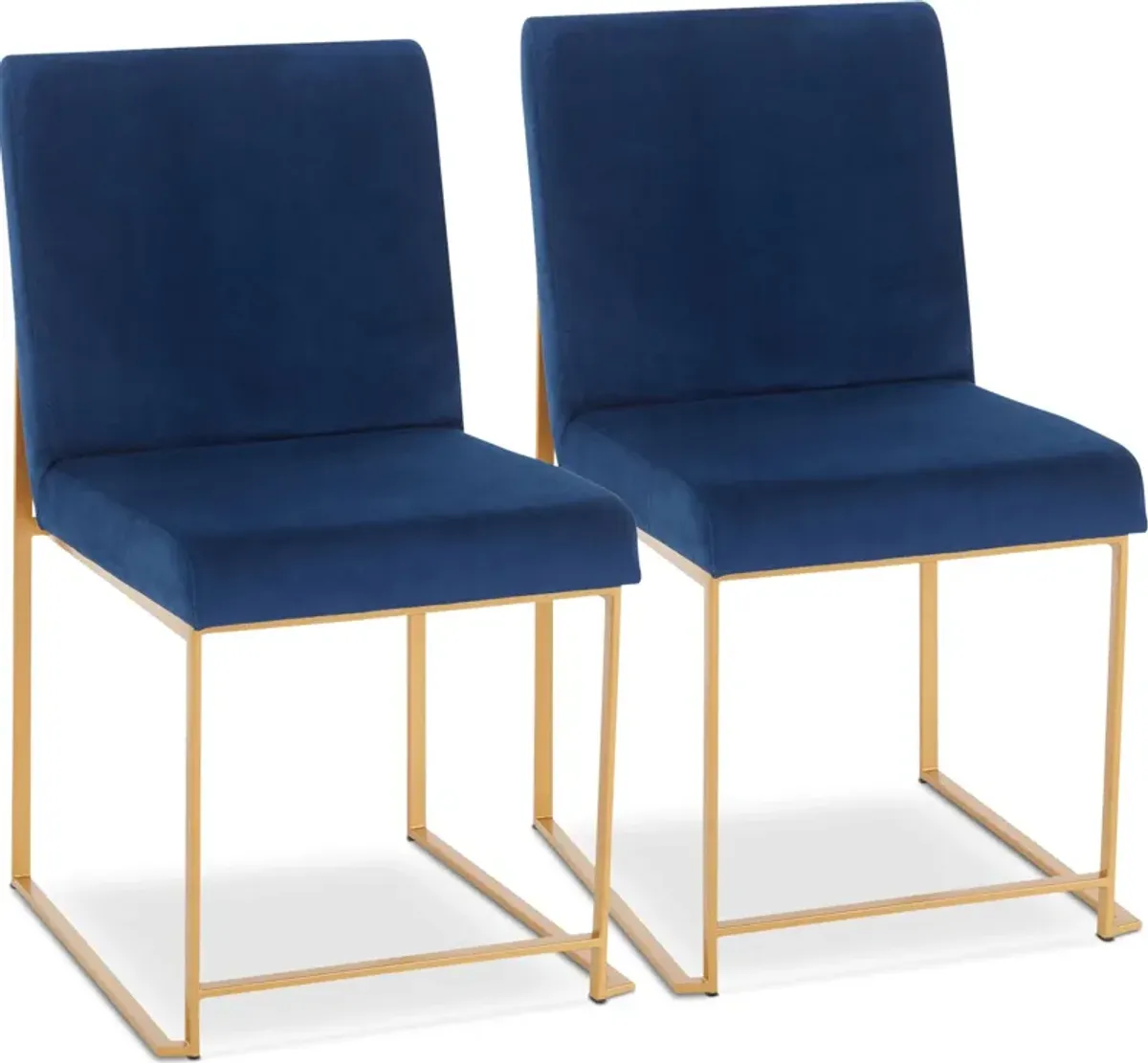 Reine Set of 2 Velvet Dining Chairs - Gold/Blue