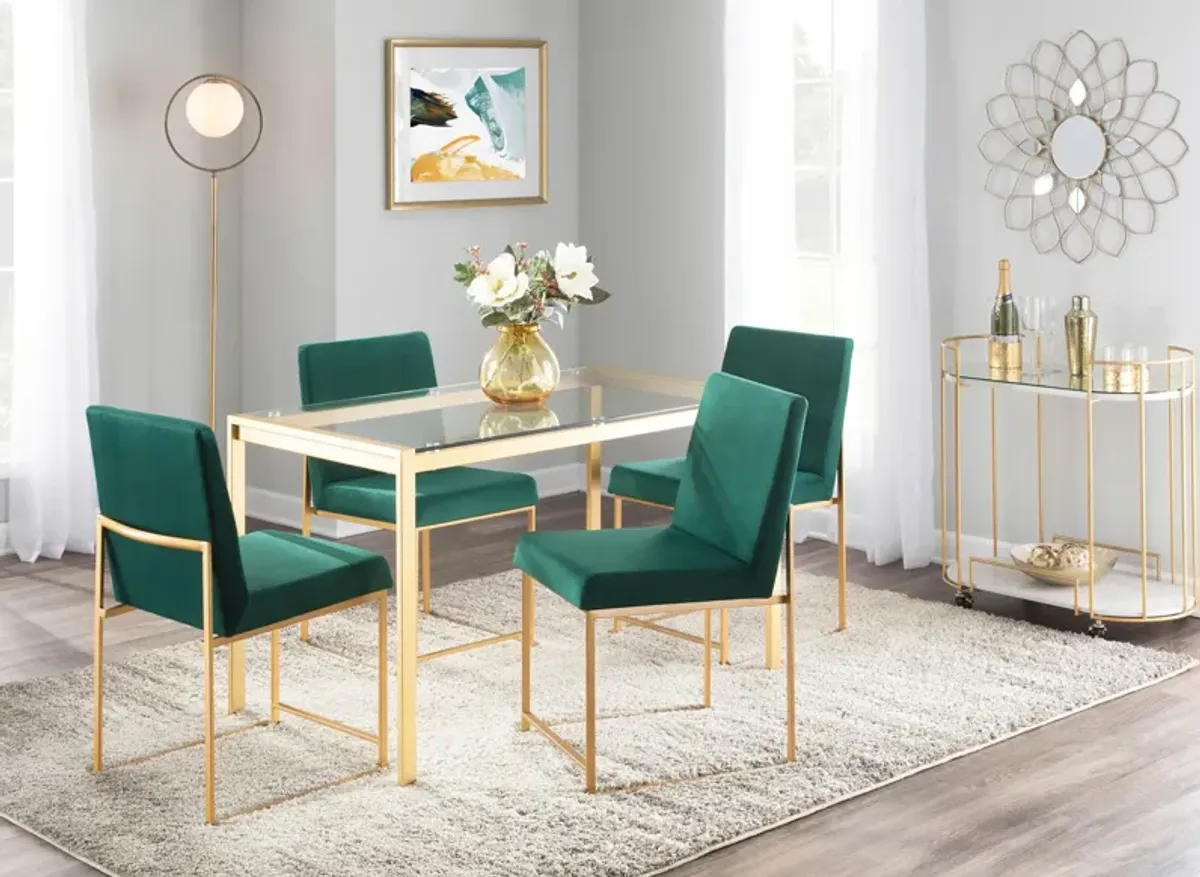 Reine Set of 2 Velvet Dining Chairs - Gold/Green