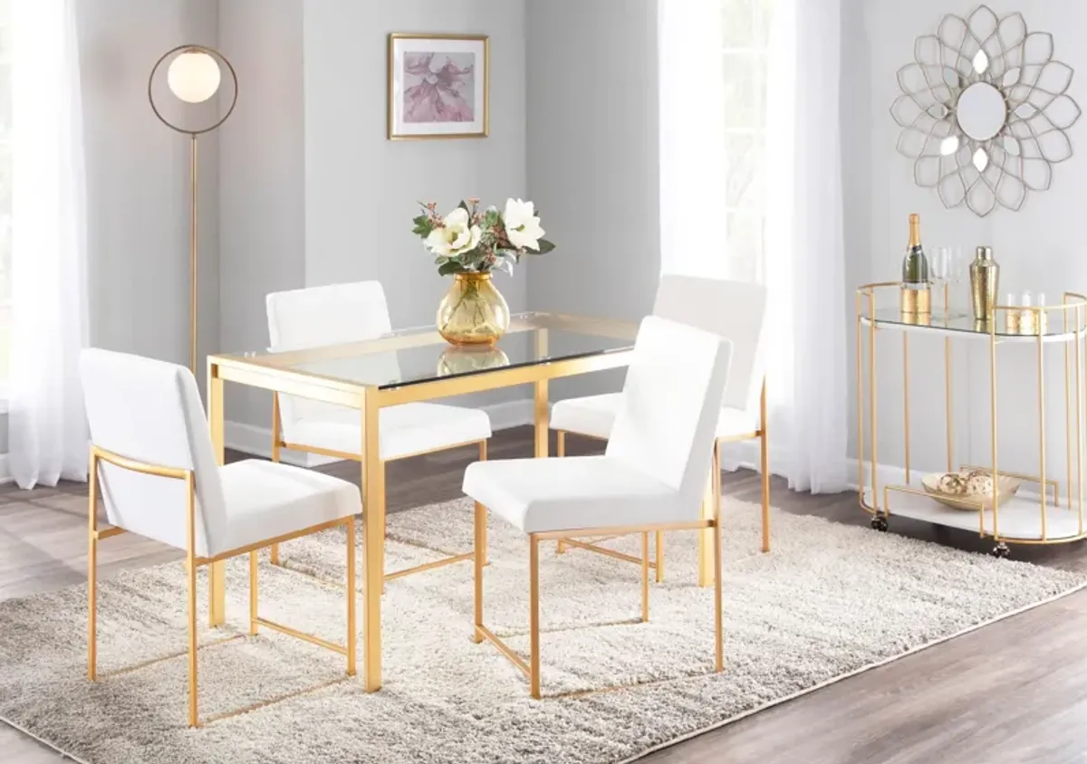 Reine Set of 2 Velvet Dining Chairs - Gold/White