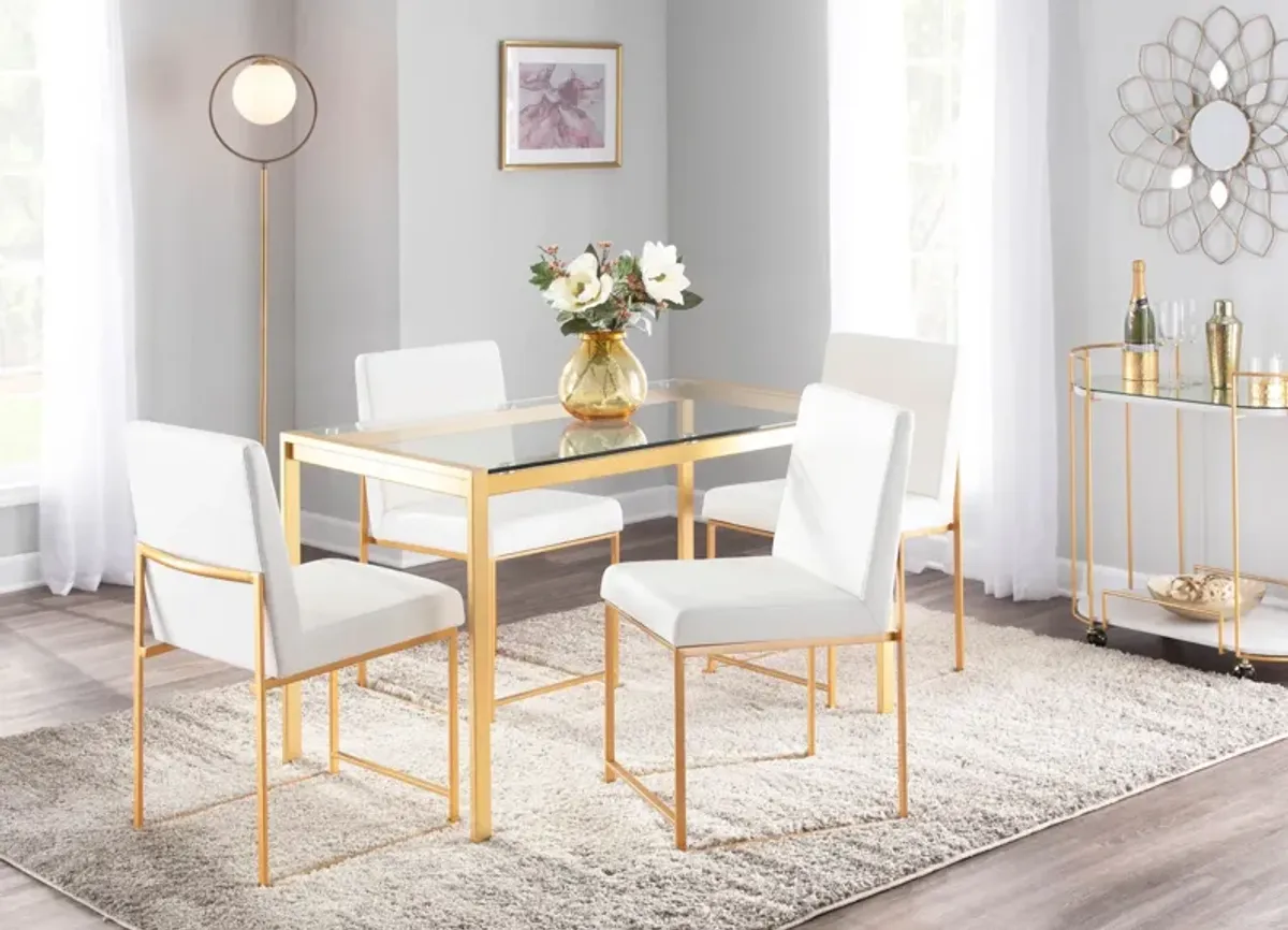 Reine Set of 2 Vegan Leather Dining Chairs - Gold/White