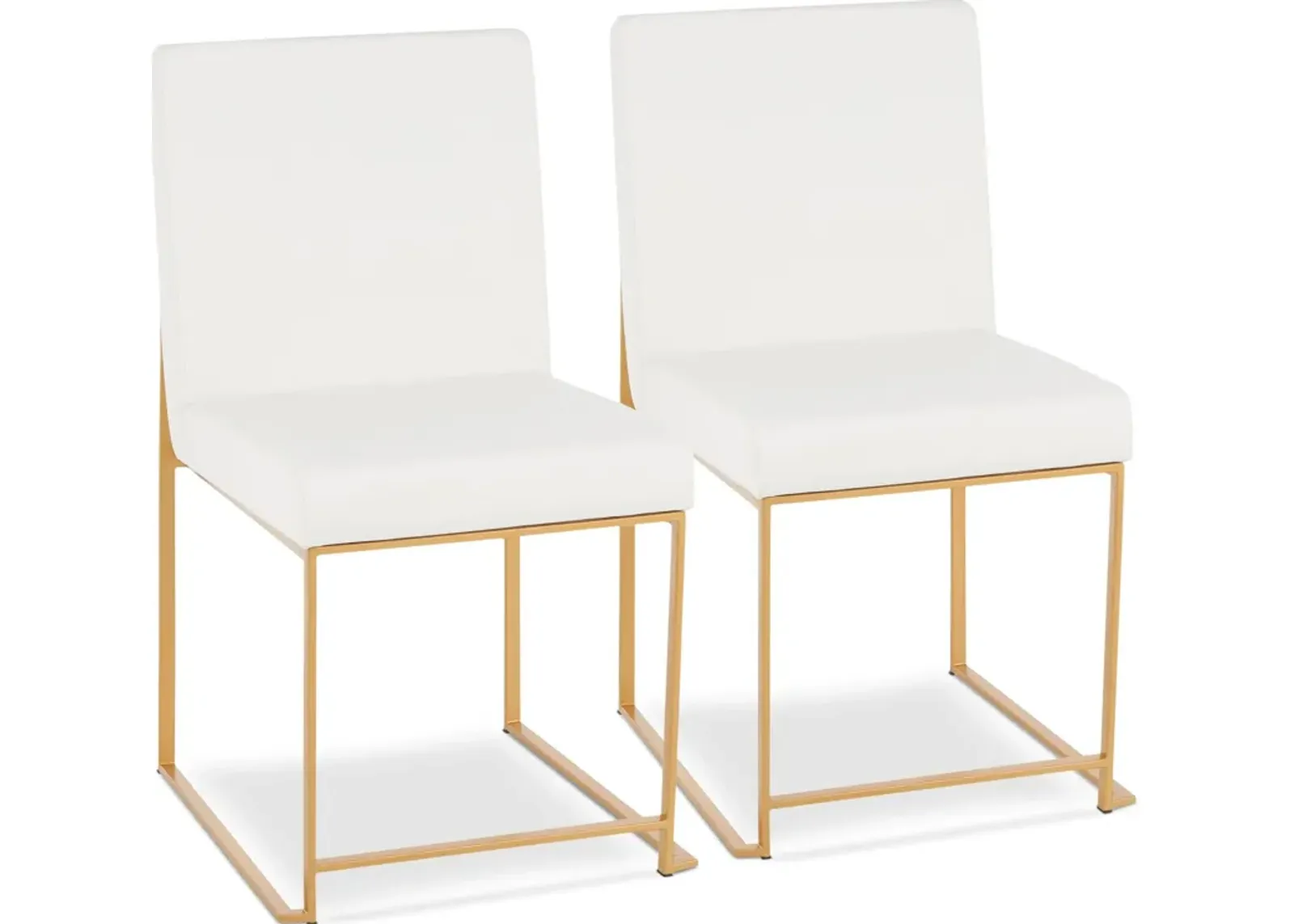 Reine Set of 2 Vegan Leather Dining Chairs - Gold/White