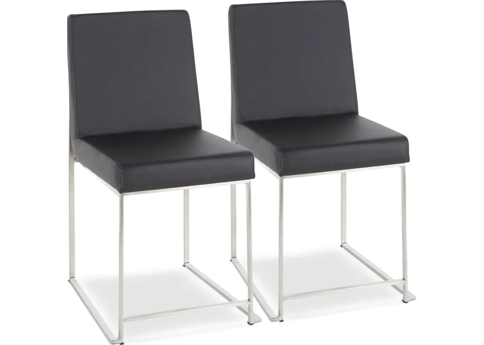 Reine Set of 2 Vegan Leather Dining Chairs - Steel/Black