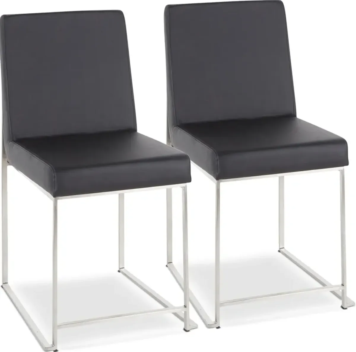 Reine Set of 2 Vegan Leather Dining Chairs - Steel/Black