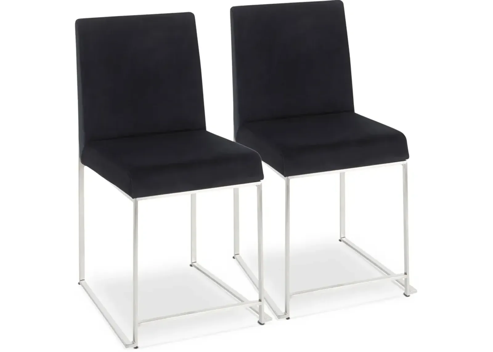 Reine Set of 2 Velvet Dining Chairs - Steel/Black